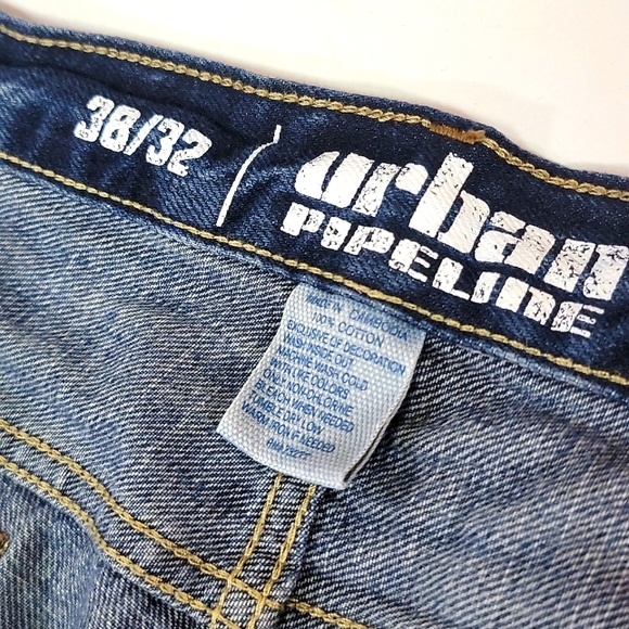 URBBAN PIPELINE ♡ Men's Denim Loose Straight Fit Blue Jean's 38|32 - Picture 10 of 16